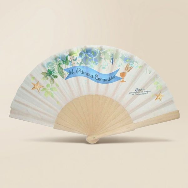 Abanico Comunión Marino Azul Acuarela