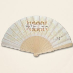 Abanico Comunión Hojas Doradas Elegance