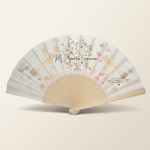 Abanico Comunión Pétalos Pastel Floral