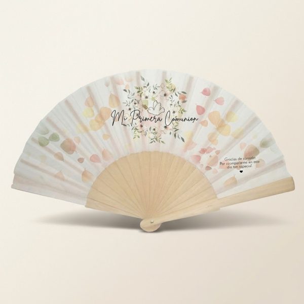 Abanico Comunión Pétalos Pastel Floral
