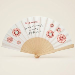 Abanico de bautizo con círculos de puntos decorativos | Don Abanico