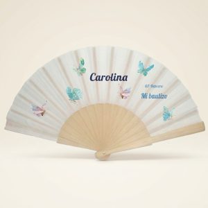 Abanico bautizo personalizado mariposas 026