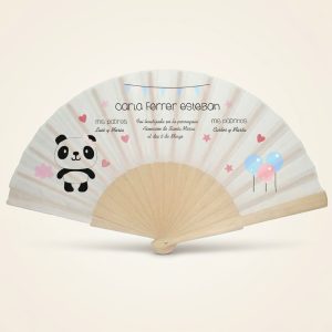 Abanico bautizo personalizado oso panda 042