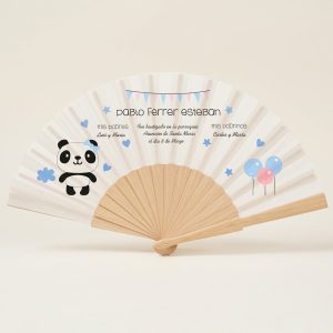 Abanico bautizo personalizado oso panda 043