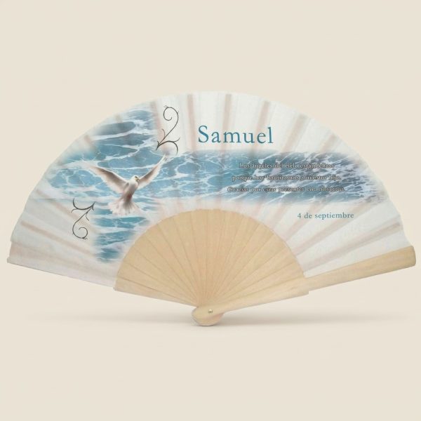 Abanico bautizo personalizado paloma mar 084