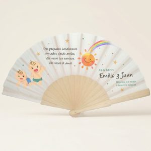Abanico bautizo personalizado gemelos 091