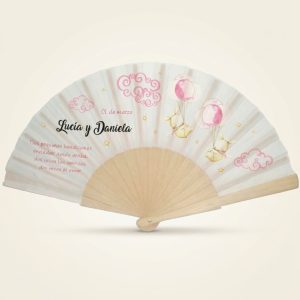 Abanico bautizo personalizado gemelas 098