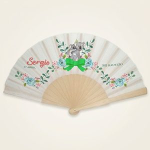 Abanico bautizo personalizado koalas 099